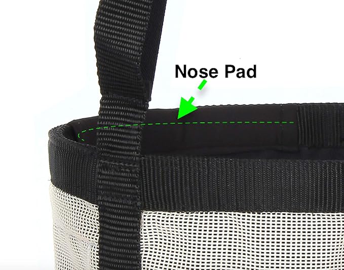 Majestic Ally Horse Feed Bag, Heavy Duty Nylon Mesh Grain Feed Bag, Adjustable Strap with Durable Snap and Elastic Straps, Comfort Neck Pad and Nose Pad- Large (Full, Black)