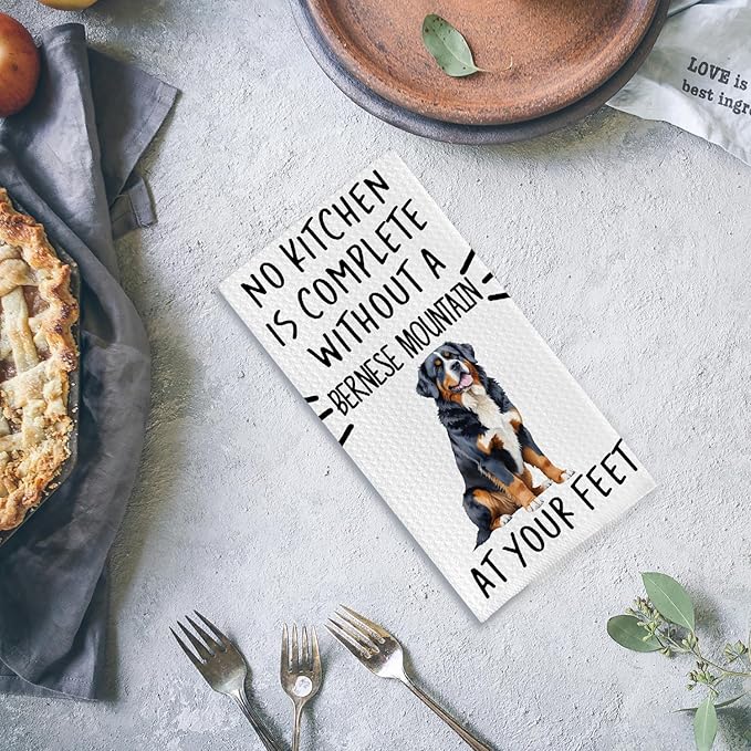 Bernese Mountain Dog Kitchen Towels, Bernese Mountain Dog Gifts, 16x24 Inch Cotton Waffle Weave Dish Towels