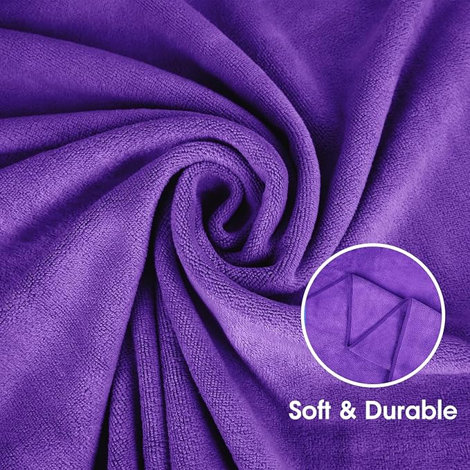 JML Microfiber Bath Towels, 2 Pack, 30" x 60", Large Microfiber Towel for Body, Oversized, Ultra Soft, Super Absorbent, Fast Drying, Perfect for Bathroom, Shower, Sauna, Yoga, Gym, Violet
