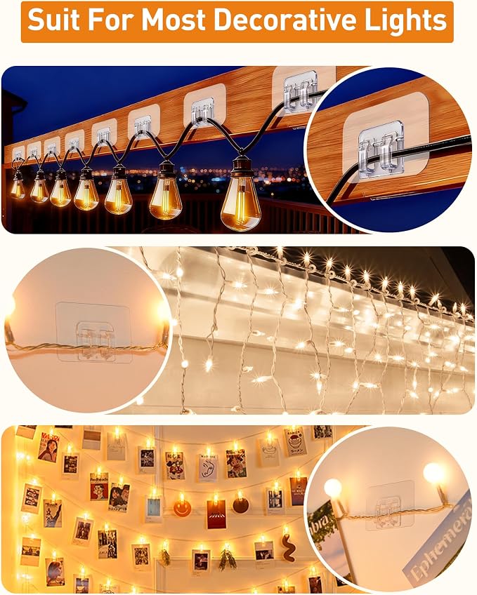 Cable Sleeve and Hooks for Outdoor String Lights Clips