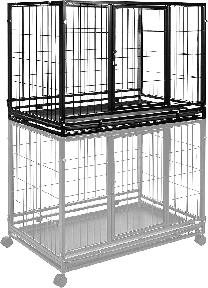 Amazon Basics - Portable Heavy Duty Stackable Dog & Pet Kennel with Tray, Black, 24.0" L x 28.0" W x 37.0" H