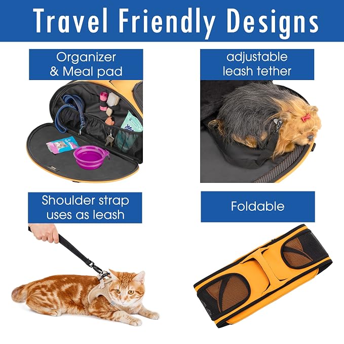 HPZ-PR America HPZ Bingo Multi-Functional Pet Travel Carrier Bag/Organizer/Car Seat/Bed/Airline Approved (Sunrise Orange - Bag Only)