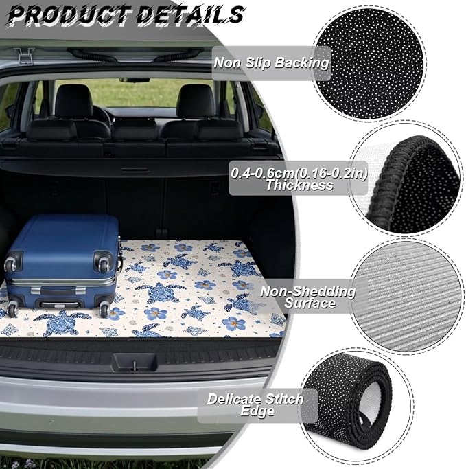 Turtle Print Trunk Mat for Cars, Non Slip Auto Cargo Liner, Dustproof Rear Trunk Mats, Durable Vehicle Interior Accessories, 29" x 39", Easy Clean