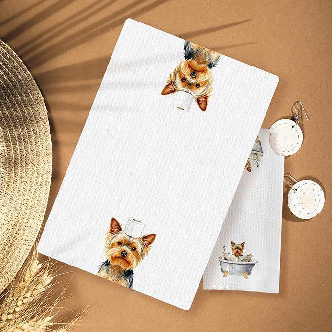 Funny Yorkshire Terrier Bathroom Decor Hand Towels, Yorkshire Terrier Mom Gifts, Gifts forYorkshire Terrier Lovers, Kids Dog Bathroom Decor, 16x24 Inch Set of 3