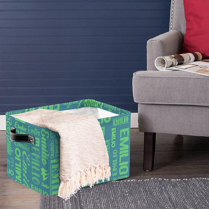 Personalized Toy Box Storage Bins for Boys Girls with Name, Kids Custom Storage Basket Cubes Organizer with Handles, Shelf Closet Storage Baskets Bin Customized Gift, 1 Pack