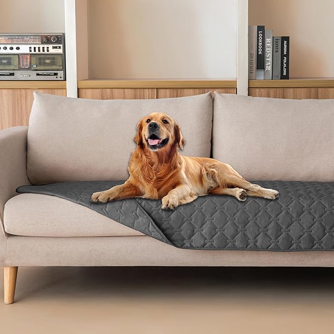 gogobunny Waterproof Blanket, Couch Covers for Dogs, Reversible Protector | 3X Stronger Leakproof, Scratch Proof Durable Furniture Protection, Stain Resistant, Washable, 30x70 Inch Dark Grey
