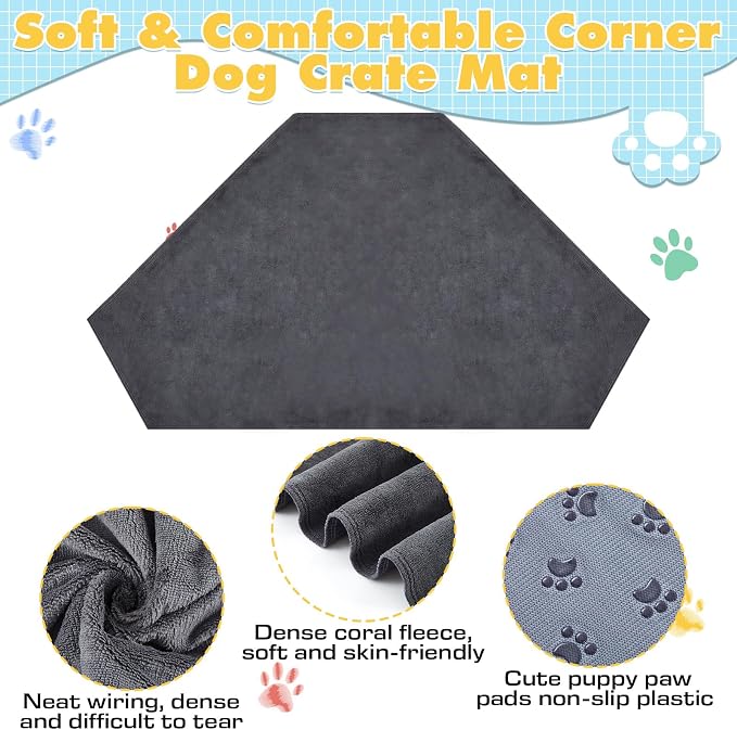 Fanfanwin 52 Inch Medium Waterproof Dog Crate Mat, Soft Plush Pet Blanket for Large Dogs, Non-Slip Crate Liner, Machine Washable (Only Mat)