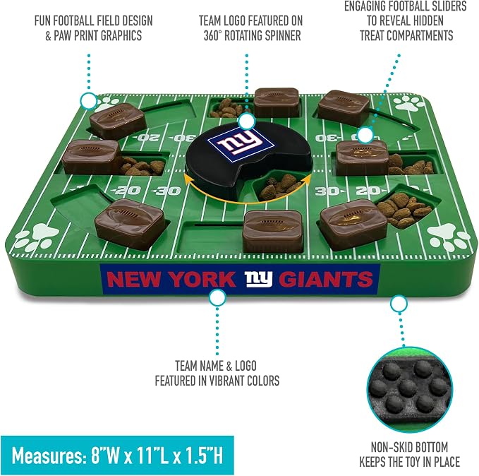 Pets First NFL New York Giants Puzzle Toy - Interactive Dog Treat Puzzle (Pack of 2)