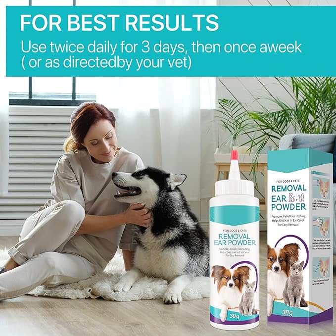 ALIVO Dog Ear Cleaner, Ear Cleaning Powder for Dogs & Cats Ear Infection, Pet Ear Powder Supports Dog Ear Infection Relief, Soothes Itchy Ears & Relieve Scratching, Dog Ear Care Cleaning Powder - 30g