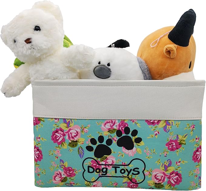 Collapsible Dog Toy Basket Foldable Dog Toy Box Bin for Pet Chew Toys Accessory