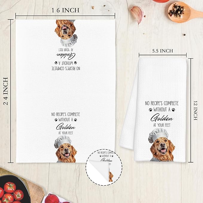 Golden Retriever Gifts Kitchen Towels Decorative, Gifts for Golden Retriever Lovers Dish Tea Towels for Kitchen Drying, Dog Mom Lovers Hand Towels, 16x24 Inch