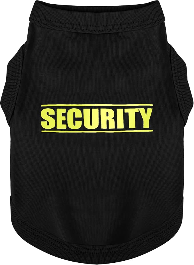 Discover Cozy Cotton Canine Wear: Soft, Lightweight, and Breathable Dog Shirt Vest with Eye-Catching Graphics(Security), Keeping Your Furry Friend Warm and Comfy! Black XXL