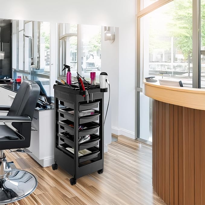 Saloniture Beauty Salon Rolling Trolley Cart with 5 Drawers