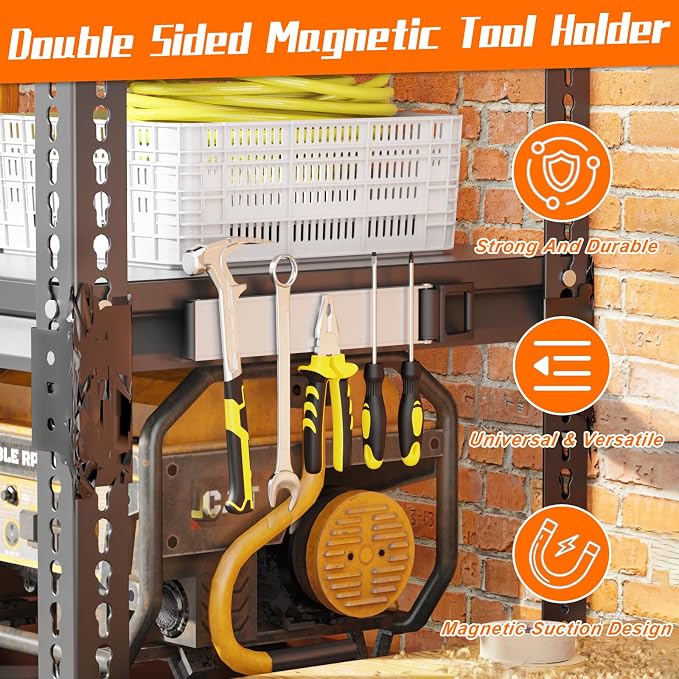 Double Sided Magnetic Tool Holder Heavy Duty,12 Inch Rust-Resistant Magnetic Tool Bar with a Quick- release Handle, Magnetic Tool Organizer Strip for Garage, Workshop, Jobsite, Shed and Kitchen