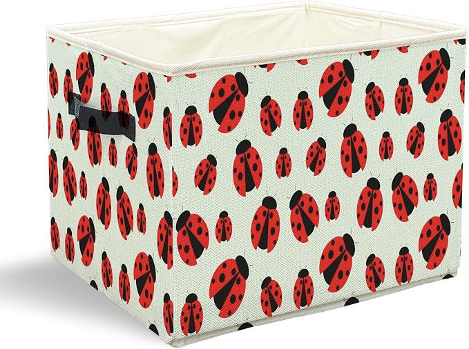 Ladybug Storage Bins with Handles, Ladybug Gifts for Women Men, Cute Ladybird Insect Collapsible Laundry Basket Storage Box for Home Bedroom Bathroom Clothes Toys Books -Blue