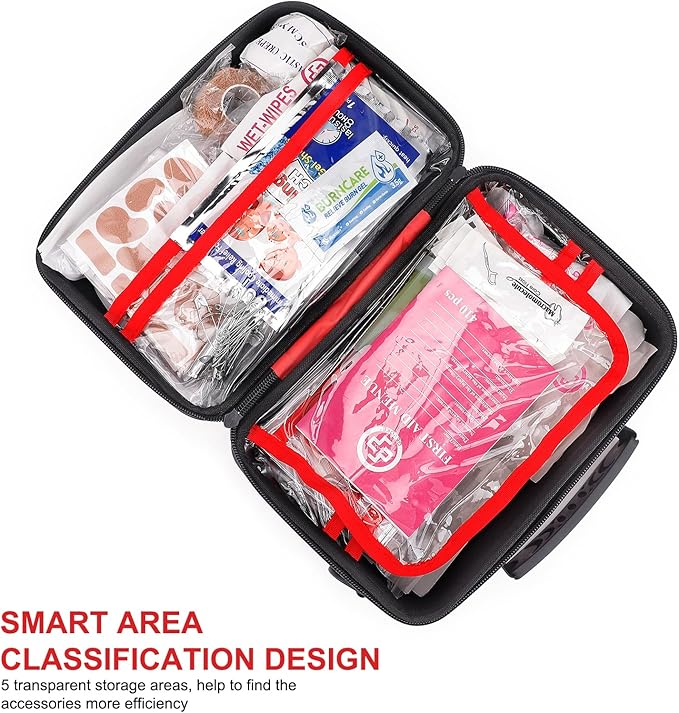 Gevoke 410 Piece Waterproof Hard Shell First Aid Kit, Red | For Home, Car, Travel, Camping, Truck, Hiking, Sports, Office, Vehicle & Outdoor, Emergency Medical Kits