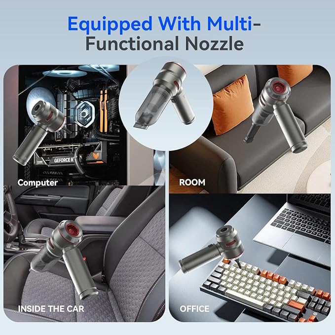 Car Vacuum Cleaner High Power, 20000 Pa 4-in-1 Powerful Vacuum for Car, 6000 mAh, USB-C Rechargeable, Portable, Mini Vacuum Cleaner for Wet/Dry Cleaning, Home, Kitchen, Office, Pet Hair.