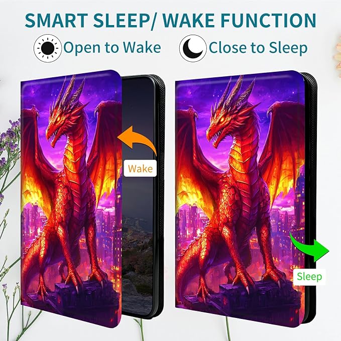 Case for Samsung Tab A11+ Plus 2026/Galaxy A9 Plus 11" 2024, 360 Degree Rotating Stand with Multi-Angle Vertical & Horizontal Viewing Shockproof Shell for Women Men, Purple Red Dragon