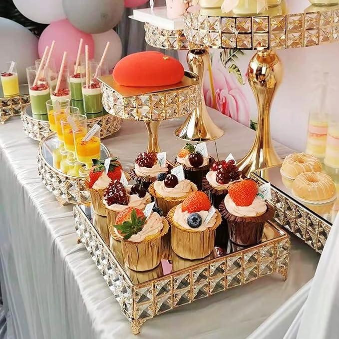 Cake Stand Wedding Crystal Dessert Stand Display Stand Ornament Dessert Cold Tea Stand Cosmetic Organizer Cake Stand Cake Plate Candy Cupcake Dessert Display Shelves (Color : D) (B)