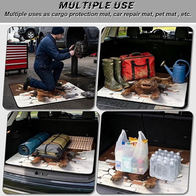 Cute Cattle Cargo Liner for Cars Non Slip Car Trunk Mats Dustproof Cargo Mats for Camping Picnic - Rear Trunk Mat Floor Mat Covers Universal Size 29" x 39" Inch