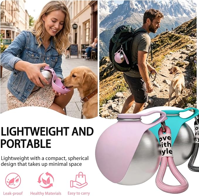 Portable Pet Water Bottle & Collapsible Dog Bowls Spill Proof Water Dispenser Cat Food Container & Dog Treat Holder, Small Size Pet Supplies Travel Accessories for Puppy