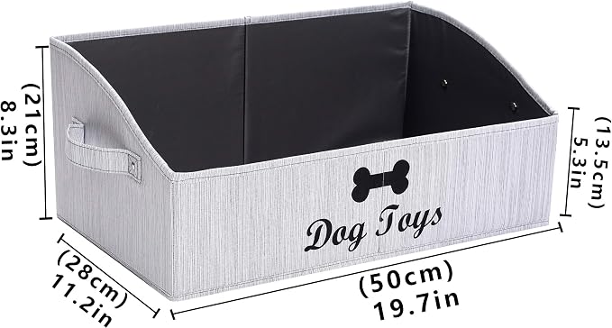 Morezi Dog Toy Basket - Organize Pet Toys, Blankets, Leashes, Chews in Living Room, Playroom, Closet, Shelf - Grey