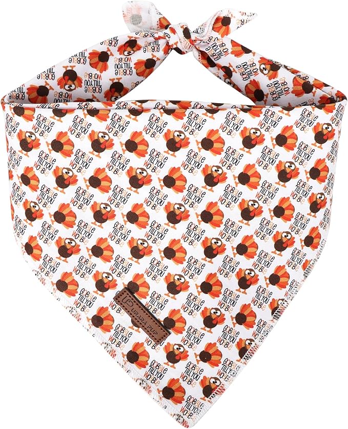 Thanksgiving Dog Bandana, Triangle Bid Scarf with Turkey Pattern, Cotton Pet Kerchief for Girl Boy Dogs or Cats, Cute Puppy Bandana, Fancy Thanksgiving Gifts for Dogs