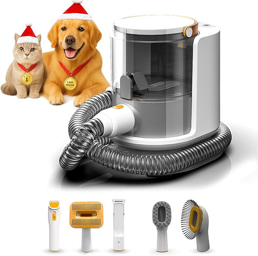 PUPPYOO Dog Grooming Vacuum& Dogs Grooming Kit, 5 in 1 Pet Grooming Vacuum with Pets Clipper Nail Grinder, 1.5L Dust Cup Dog Brush Vacuum Pets Grooming Tools for Shedding Pet Hair, Home Cleaning