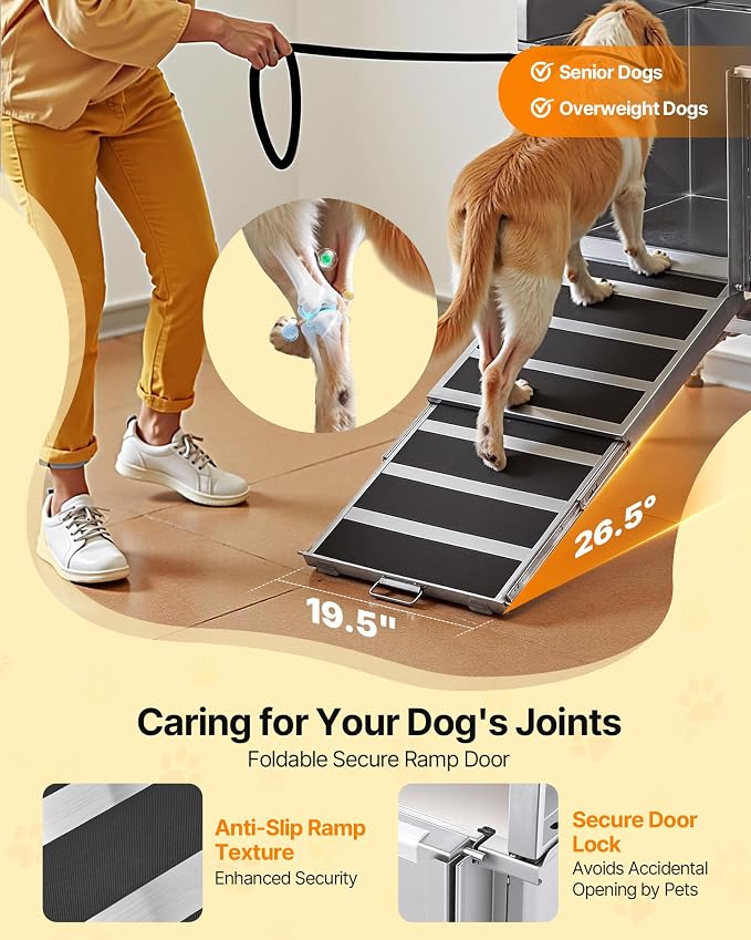 VEVOR Dog Bath Tub, Professional 50 Inch 304 Stainless Steel Dog Washing Station Anti-Slip Ramp & Storage Drawer, Hot Cold Water Faucet and Showerhead for Large Medium Small Dogs (Left Door) | Dog Bathtub with Anti-Slip-Ramp for Large, Medium & Small P...