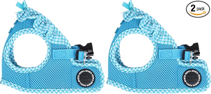 Puppia Vivien Vest Dog Harness Step-in All Season Mesh Cute No Pull No Choke Walking Training for Small Dog, Sky Blue, X-Small (Pack of 2)
