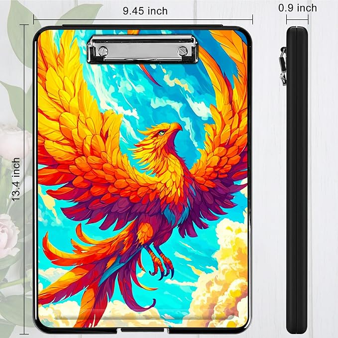 Flamingo Sky A4 Clipboard with Storage Pen Holder, Clipboards Organizer Nursing Clipboard Foldable File Folder Plastic Clipboard Folio Clip Board for Office Students Classroom Doctor