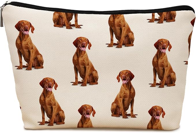 Vizsla Dog Makeup Bag, Vizsla Lovers Gifts Cosmetic Bag for Women, Dog Mom Lovers Owner Gifts for Women Christmas, Pet Lover Gift Zipper Travel Makeup Pouch for Purse