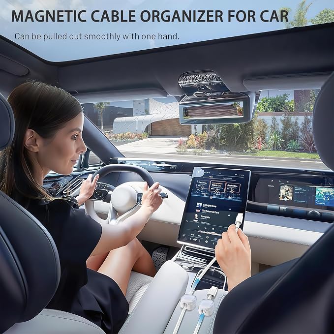 6 Pack Magnetic Cord Organizer & Cable Clips - Adjustable Under Desk Cable Management, Adhesive Wire Holder for Home, Office, Phone, Car, Wall, and Nightstand (Color Mixed)