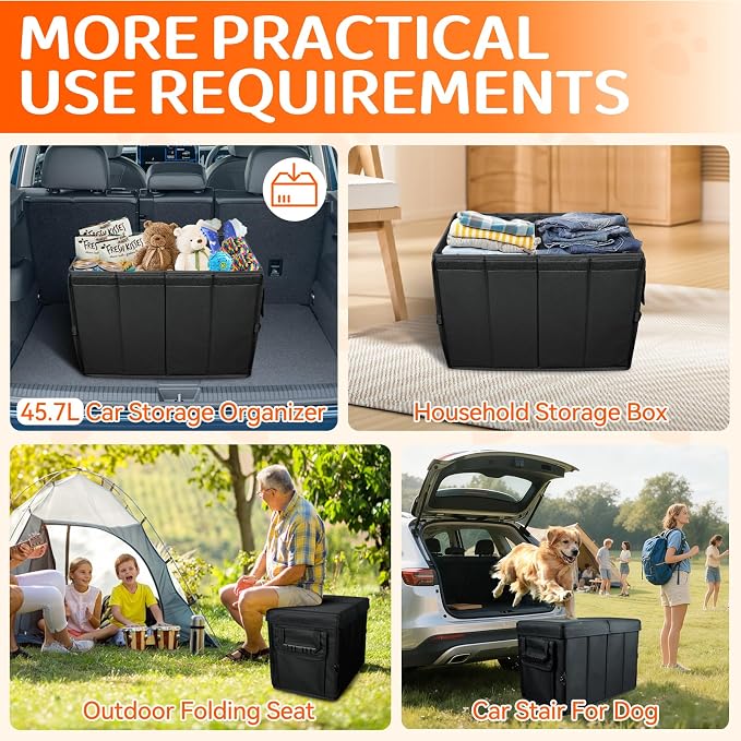 Car Seat Extender for Dogs, Backseat Extender for Large Dog up to 180 LBS, Foldable Back or Front Seat Extender for Most Cars Car Organizer Gap Filler