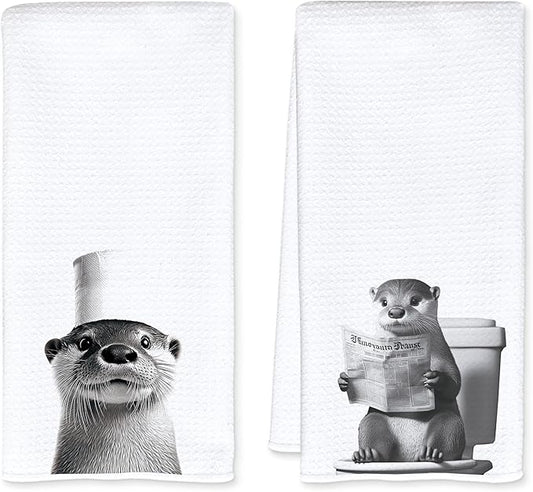 Otter Gifts Bathroom Hand Towels, Otter Decor, Funny Decorative Hand Towels for Bathroom, 16x24 Inch Set of 2