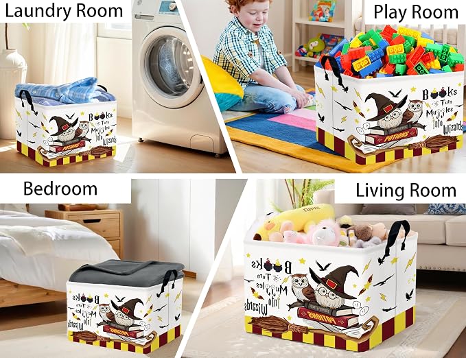 Large Magic Nursery Baby Basket Collapsible Kids Toy Storage Bin Gift Box Room Decor (Brown Owl)