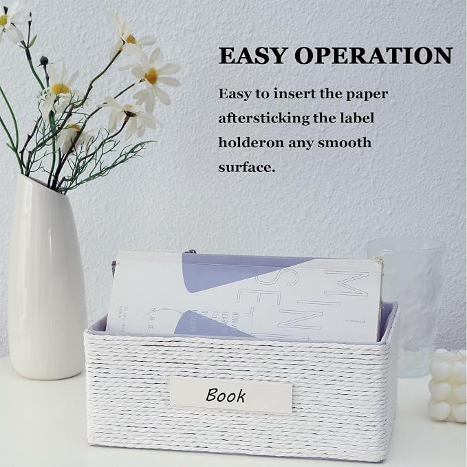 Adhesive Shelf Tag Label Holders Clear, Label for Storage Bins, 60pcs | Clear Drawers Label with Index, Card Pockets for File, Cabinet, Supermarket, Bookshelf, Mailbox, Kitchen, 1x4.1'