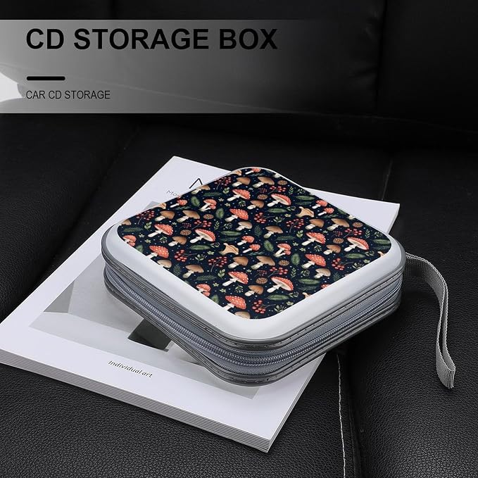 Portable Hard Shell DVD Storage Mushrooms, 40-Disc Binder with Carry Strap, Protective Case for Movies Music Travel