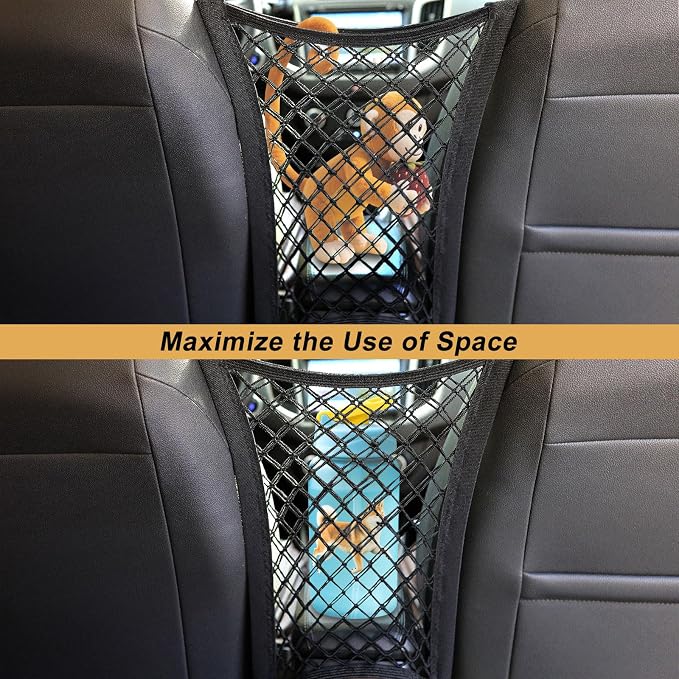 Dog Car Net Barrier for SUV， Upgraded Dog Travel Accessory with Organizers and Storage, Separates Pets from Passengers for Safely, organizes Essentials, Makes Trips Easier.