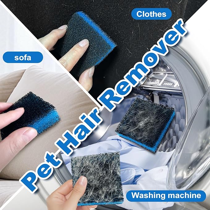 Ultra-Adhesive Pet Hair Catcher for Washing Machine, Reusable & Eco-Friendly Cat & Dog Hair Remover for Laundry, Lint & Fur Remover, Laundry Pet Hair Catcher, Safe for All Fabrics (6PCS)
