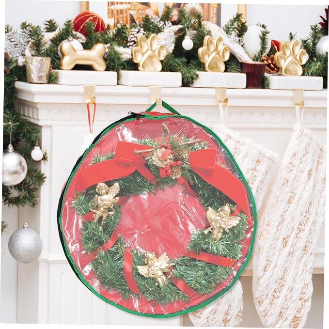1pc Wreath Storage Bag with Clear Window Holiday Wreath Container Packing Bag for Christmas Decorations for Storing