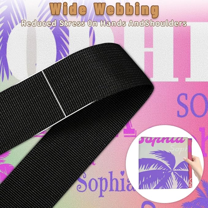 Personalized Storage Bins with Lid, Customized Name Jumbo Storage Basket Rectangle Clothes Organizer for Organizing Shelf Closet, Purple Pink Tropical Palm Trees Gradient Pink Green Background