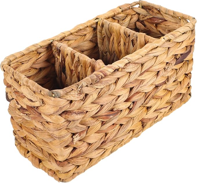 ABOOFAN Woven Storage Basket Decorative Organizer for Bathroom Bedroom and Office Rattan Design for Toiletries Household Items and Pet Toys