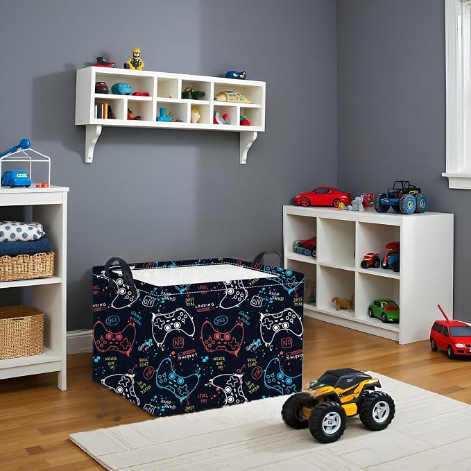 Rectangular Game Basket for Boys Kids Baby Storage Basket Storage Bin Organizer Box Room Decor(Game)