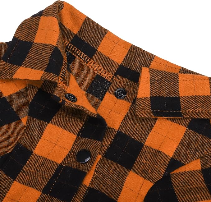 PUPTECK Classic Plaid Dog Shirt, Puppy Polo T-Shirt Clothes, Orange M | Soft Cotton Button Up Dog Clothes for Small Medium Dogs Boy Girl, Fashion Pet Tee, Chic Casual Pet Outfit Apparel
