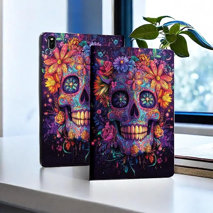 for Samsung Galaxy Tab A9 8.7 Inch 2023 Model X110/X115/X117 Tablet Case,Auto Wake/Sleep,Adjustable Stand Protective Cover - Colorful Dinosaur