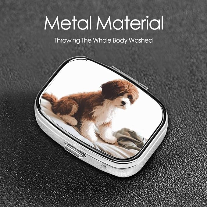 Square Pill Box Pet Dog Pill Case for Purse & Pocket 3 Compartment Pill Organizer Portable Travel Pillbox Medicine Pill Holder Container for Daily Vitamin Cod Liver Oil Storage