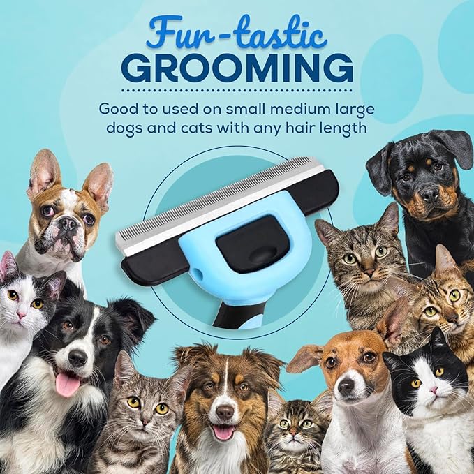 Sinko Deshedding Brush for Dogs & Cats, Pet Grooming Brush, Skin Friendly Deshedding Tool, Dog Brush for Shedding, Effectively Reduces Shedding by up to 95% for Short Medium Long Pet Hair (Blue)