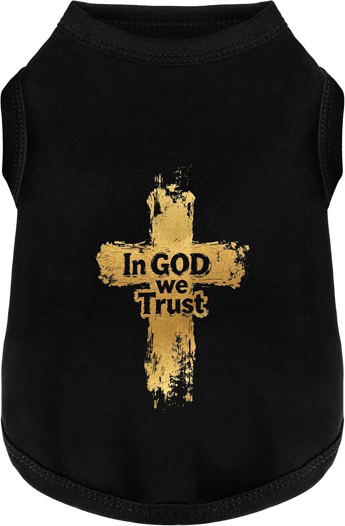 Discover Cozy Cotton Canine Wear: Breathable Soft, and Lightweight Dog Shirt Vest with Eye-Catching Graphics (in God We Trust), Keeping Your Furry Friend Warm! Black XL