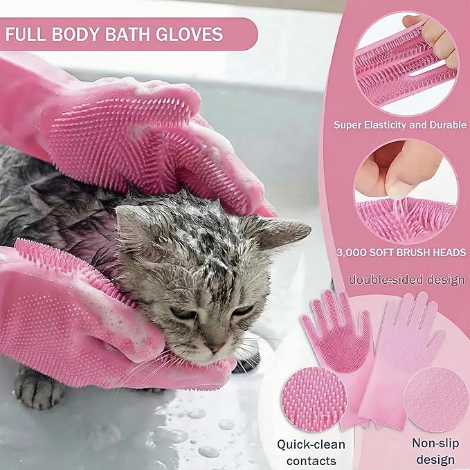 9PCS Dog Bath Kit & Dog Brush Kit - Professional Pet Grooming Tools Set for Dogs & Cats, Includes Shedding Brush, Bath Scrubber & Dematting Combs - Complete Dog Washing Essentials Pink
